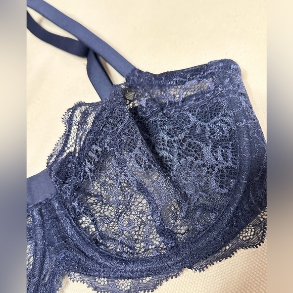 BRA LIBERT’E 32DD 32E NAVY BLUE LACE UNDERWIRE SEMI SHEER 3448 PS - Picture 8 of 8